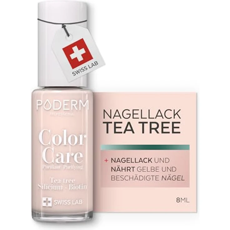 Poderm Vernis Color Care 903 Rose Poudrée, 8 ml Nagellack mit Teebaumöl zur Nagelpflege und Korrektur von Gelb- und Beschädigungen – Bild 1