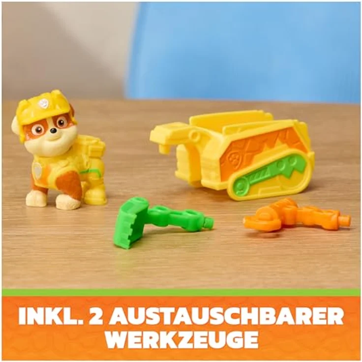 Spin Master PAW Patrol: Der Dino Film Rubbles Dino Werkzeug-Pack mit authentischer Rubble-Figur, Anhänger und 2 austauschbaren Werkzeugen, ab 3 Jahren, Mehrfarbig – Bild 3