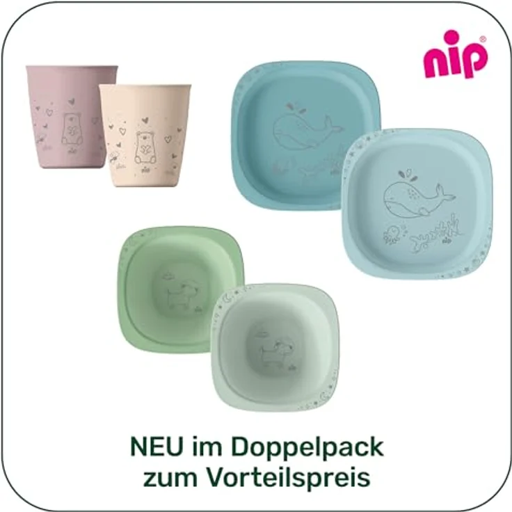 nip 2x Breischale für Babys ab 4 Monaten, bruchfest, stapelbar, hellgrün, ergonomisch geformt – Bild 3