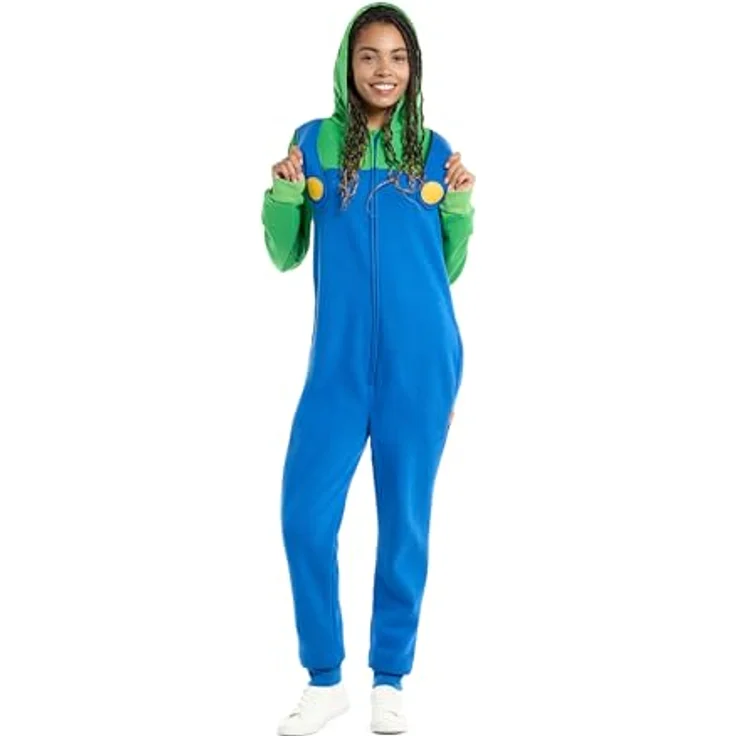OppoSuits Luigi (XL), offizieller Super Mario Onesie in Grün, gemütlicher Einteiler für Gaming-Nächte und Couch-Momente – Bild 5