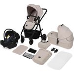Lionelo AMBER PLUS 3-in-1 Kinderwagen, XL-Babywanne, Kindersitz, verstellbare Rückenlehne, große Geländeräder, XXL-Verdeck