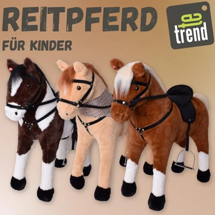 TE-Trend Pferd, 70 cm – Das perfekte Reitpferd für Kinder mit Sattel, Zaumzeug und Steigbügeln. EIN traumhaftes Geschenk für Pferdefreunde! Das ideale Spielzeug für glückliche Mädchen, braun – Bild 5