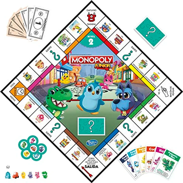 Monopoly Juego mesa Monopoly Junior, Brettspiel für Kinder mit einfacher Spielmechanik – Bild 3