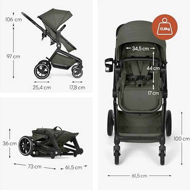 Hauck 2in1 Kinderwagen Convert N Care, Kombikinderwagen mit Babywanne und Sitzfunktion, Olive, inkl. Gratis Mobilitätsgarantie – Bild 8