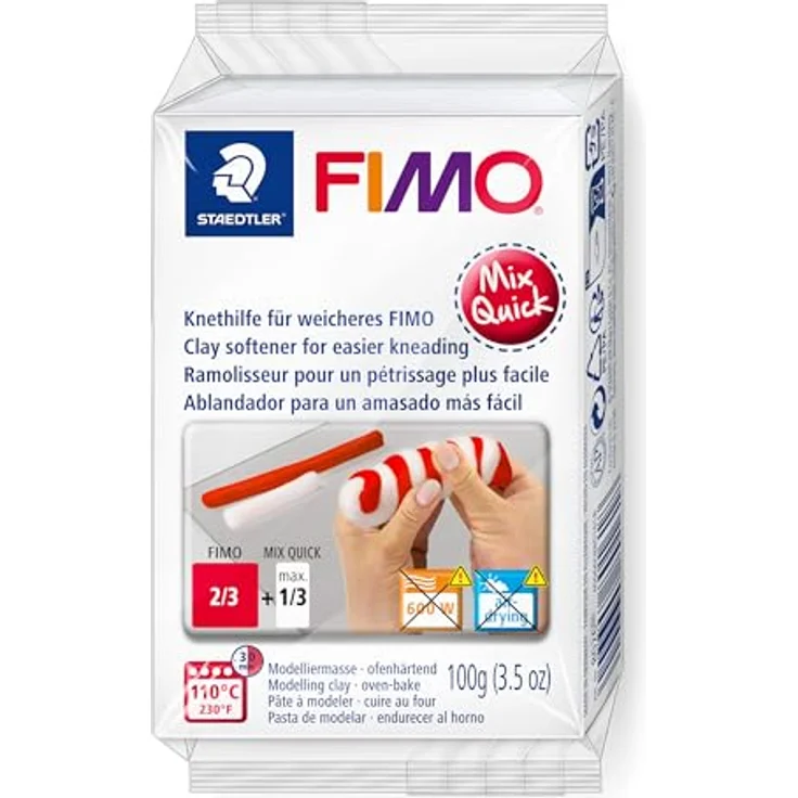 FIMO Modelliermasse Mix Quick Knethilfe, 100 g Block, extra weiche Knetmasse – Bild 2