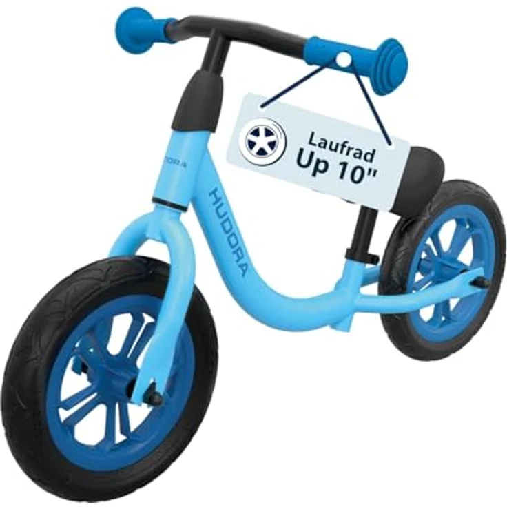 HUDORA Laufrad Up 10 Zoll Cyan, Leichtes Lauflernrad ab 18 Monaten mit hoher Kippstabilität für Kinder von 78-100 cm, ergonomischer Sattel und höhenverstellbarer Lenker – Bild 1