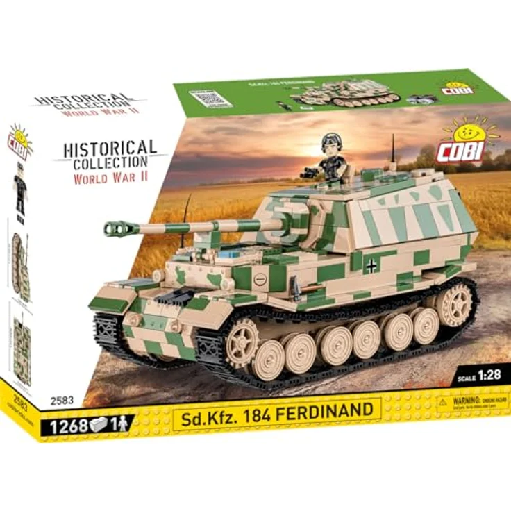 Cobi Pads Sd.Kfz. 184 Ferdinand, Klemmbaustein-Modell im Maßstab 1:28 mit abnehmbarem Motor und beweglicher Kanone – Bild 2