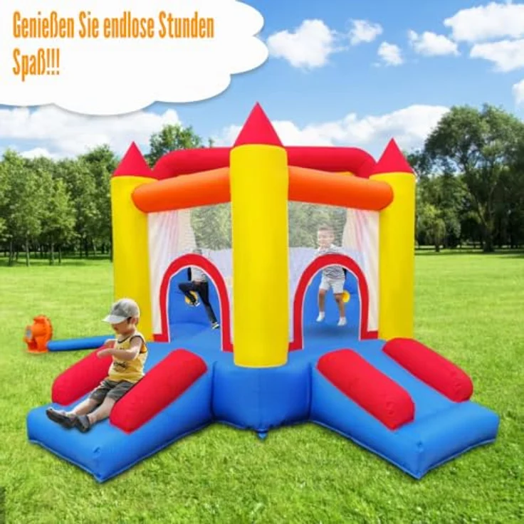 Ballsea Kinder Hüpfburg, aufblasbar ohne Gebläse, Trocken-/Wasserrutsche, Spielzentrum für 4-6 Kinder bis 200 kg, 6.28L x 2.93W x 1.95H m – Bild 3
