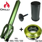 Chilli Stuntscooter Chilli Pro Scooters Slim Cut Stunt-Scooter Fork HIC Kit + Headset Grün, 7005 Aluminium, CNC gefräst, geeignet für 100, 110 & 120mm Wheels