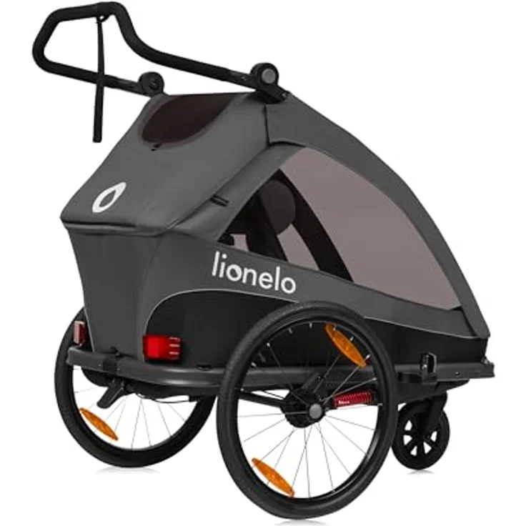 lionelo Fahrradkinderanhänger CAMA, 2in1 / SIQ / All-round-safety/ Head+/UPF 50+/60l Kofferraum, Kinderwagen und Fahrradanhänger, blau – Bild 4