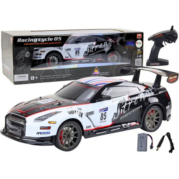 Wisam RC-Sportwagen 1:8, ferngesteuertes Auto mit Licht- und Soundeffekten, weiß