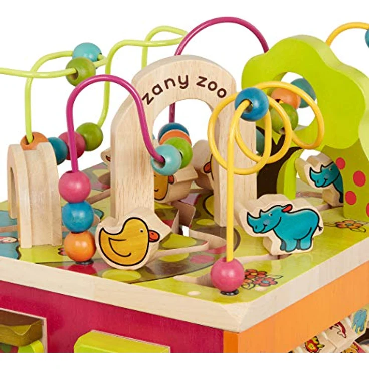 B. toys Großer Motorikwürfel, Motorikspielzeug Activity Center mit Motorikschleife mit Zootieren, Holzspielzeug Baby Spielzeug ab 1 Jahr – Bild 5