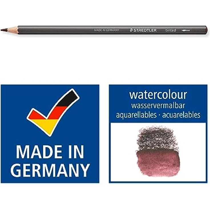 STAEDTLER Design Journey abgetönte wasservermalbare Stifte 146, klassisches Sechskantformat, weiche und intensive Mine, 12 Aquarellfarben im Kartonetui, 14610T C12 – Bild 5