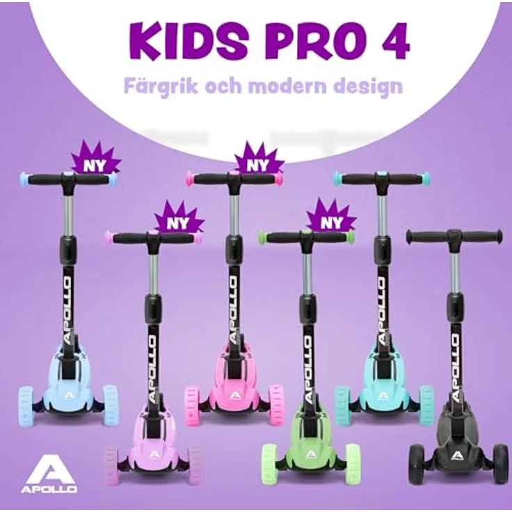Apollo Kinderscooter KidsPro4 LED Roller -Grün, höhenverstellbar, mit leuchtenden LED-Rollen, belastbar bis 60 kg – Bild 6