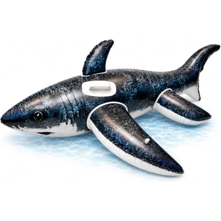 TK Gruppe Timo Klingler Aufblasbar XXL Hai Luftmatratze 180 cm, Schwimmring für Kinder & Erwachsene, robustes PVC, ideal für Pool & Strand – Bild 1