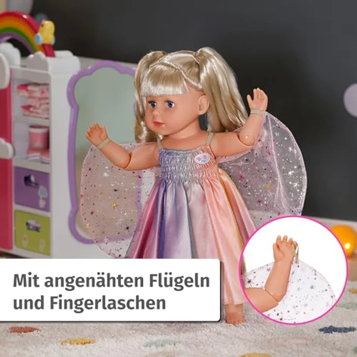 BABY Born Regenbogenkleid, Puppenkleid mit Flügeln und Glitzer für 43cm Puppen, Hochwertiges Zubehör – Bild 3