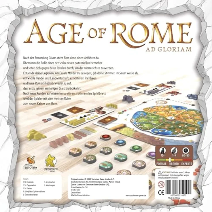 Strohmann Games Age of Rome Kennerspiel Strategiespiel 1-4 Spieler Ab 12+ Jahren 60-90 Minuten Deutsch – Bild 3