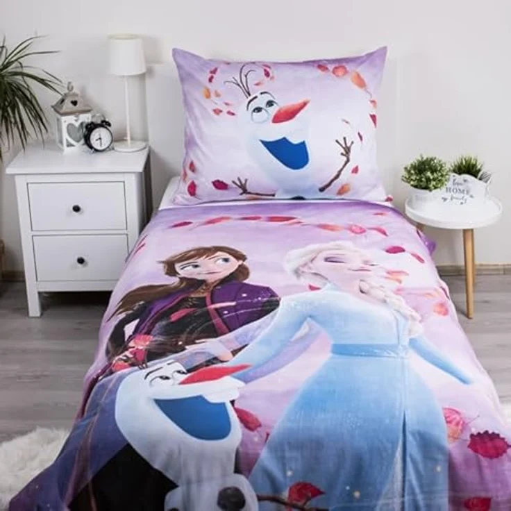 Jerry Fabrics Frozen Kinderbettwäsche Set - Bettbezug 140x200 + Kopfkissenbezug 70x90 aus Baumwolle Öko-Tex Standard für Mädchen - Frozen Eiskönigin Anna ELSA Olaf – Bild 2
