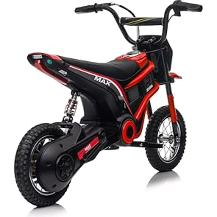 FINOOS Elektro Motorrad Kinder Hurricane 24V, Elektromotorrad mit 350W Motor, 8/16 KMH Geschwindigkeitsmodus, 20KM Lange Reichweite, 12 Zoll Luftreifen, Moto Cross für Kinder von 3,5 – 7 Jahren (Rot) – Bild 3