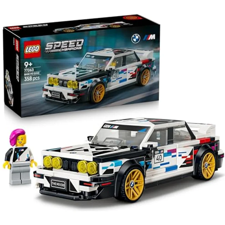 LEGO Speed Champions 77263 BMW M3 (E30) Bausatz, Mehrfarbig, 358 Teile, inkl. 1 Minifigur im BMW-Rennoutfit – Bild 1