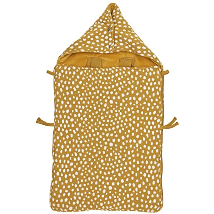 Meyco Fußsack Autositz Baby - samtweichem Plüsch gefüttert - Cheetah - 40x82cm - Honey Gold