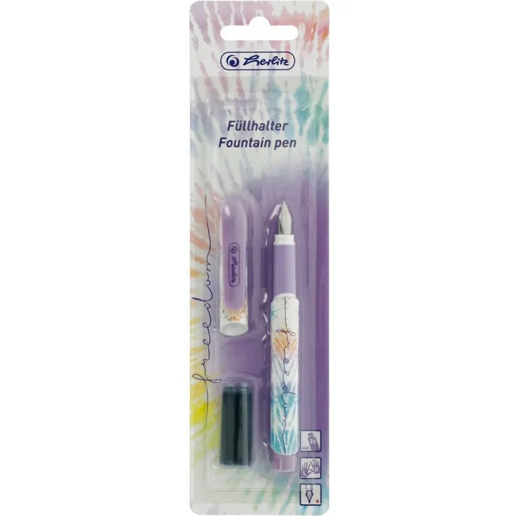 Herlitz Füller herlitz Füllhalter - Feder M - New batik Freedom, stilvoller Füllhalter mit Edelstahlfeder und Batik-Muster, bunt