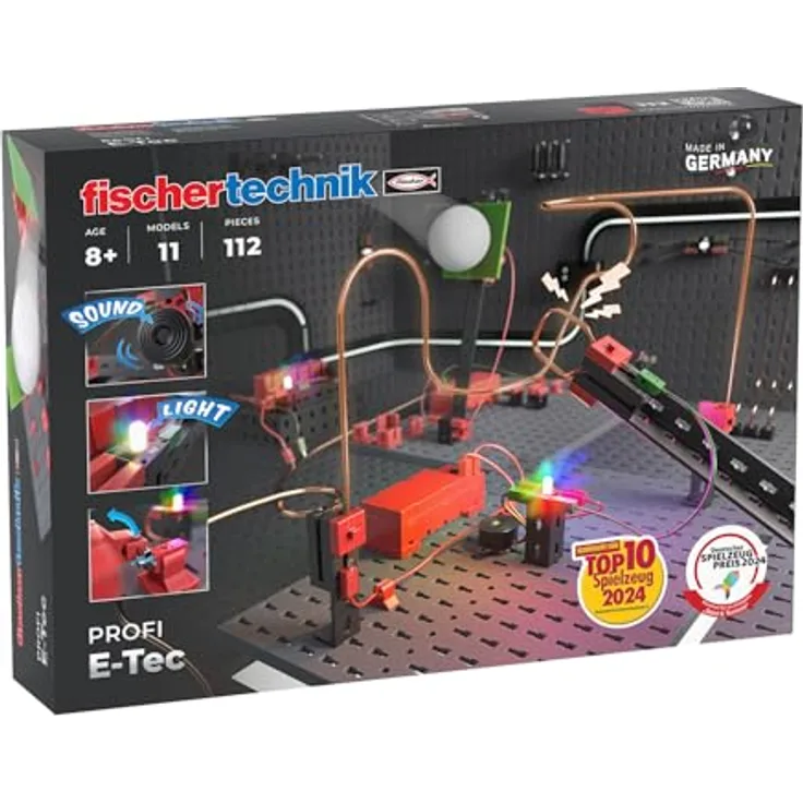 fischertechnik E-Tec 571905 – Elektrik-Baukasten für Kinder, Experimentierkasten mit 11 Modellen, ab 8 Jahren, Black