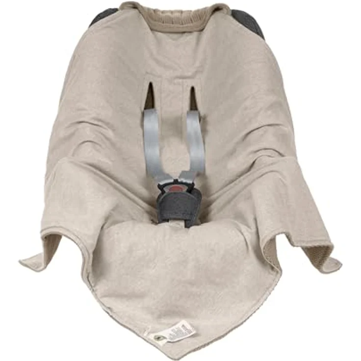 LÄSSIG Einschlagdecke für Babyschale, taupe, GOTS-zertifiziert aus 100% Bio-Baumwolle, mit 3-Punkt-Gurtschlitzen, für Babys von 0 bis 10 Monaten – Bild 2