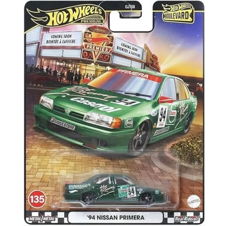 Hot Wheels Collector Nissan Primera, 1:64 Modellfahrzeug mit Metallkarosserie und Real Riders-Reifen, Sammelfahrzeug für Sammler