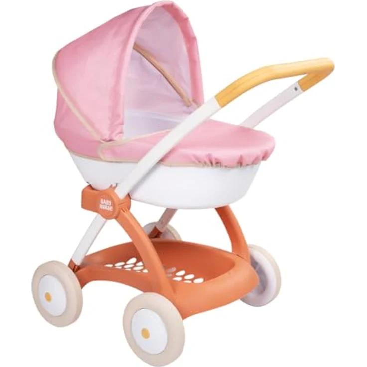 Smoby Baby Nurse Puppenwagen, für Puppen bis 42 cm, abnehmbarer Korb, Metallrahmen, Verdeck aus robustem Textilstoff, Griffhöhe 58 cm, für Kinder ab 18 Monaten, produziert in Spanien – Bild 1