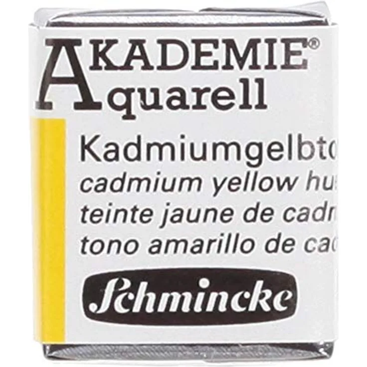 Schmincke AKADEMIE® Aquarellfarbe, Kadmiumgelbton, halbes Näpfchen, vegane Wasserfarbe mit hoher Lichtechtheit und brillanten Mischmöglichkeiten