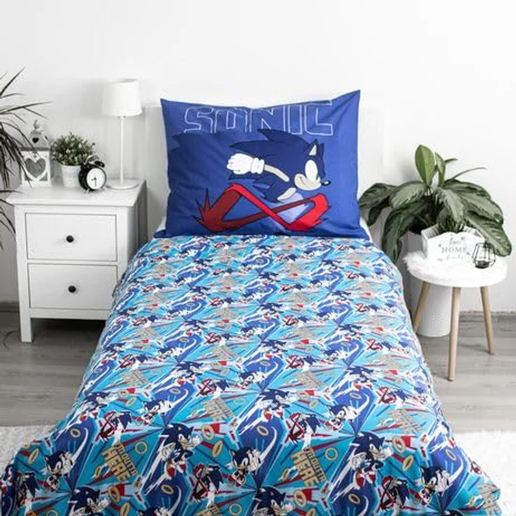 Jerry Fabrics Sonic The Hedgehog Official Let´s go Design Single Duvet Cover Set 140 x 200 cm | Reversible Bedding with Pillow Case 70x90 cm, Blue - Hochwertige Kinderbettwäsche aus 100% Baumwolle – Bild 3