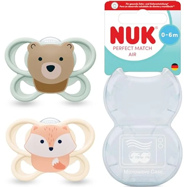 NUK Schnuller Perfect Match Air Silikon, 2er Pack für 0-18 Monate, mit großer Luftzirkulation und minimalem Hautkontakt – Bild 1