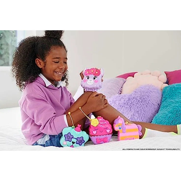 Polly Pocket-Puppen und -Spielsets, 12 Zubehörteile, Einhornfloß-Schatulle mit Wasserspaß und 2 Teilen mit Farbwechseleffekt, HKV34 – Bild 2