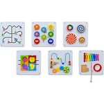 Betzold Motorikbrett Wandelemente Set 1, 6er-Set – Holz-Wandspielset für Kinder, fördert Motorik und Sinneswahrnehmung