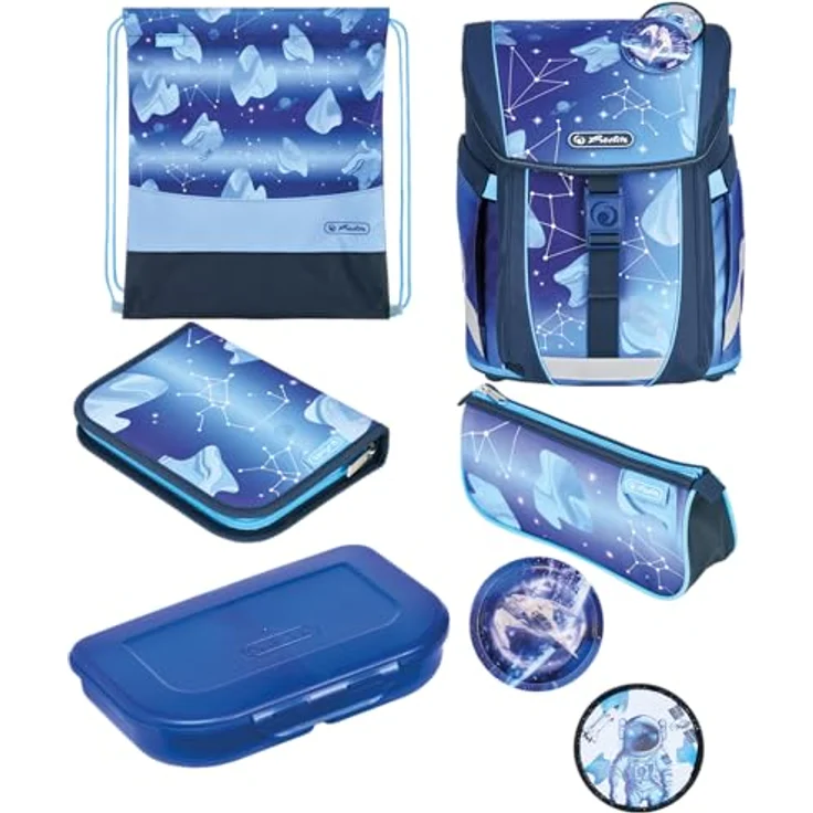 Herlitz FiloActive XL, mitwachsender Schulranzen in Cosmic Blau, ergonomisch, 21 L, inklusive Zubehörset für 1. Klasse – Bild 1