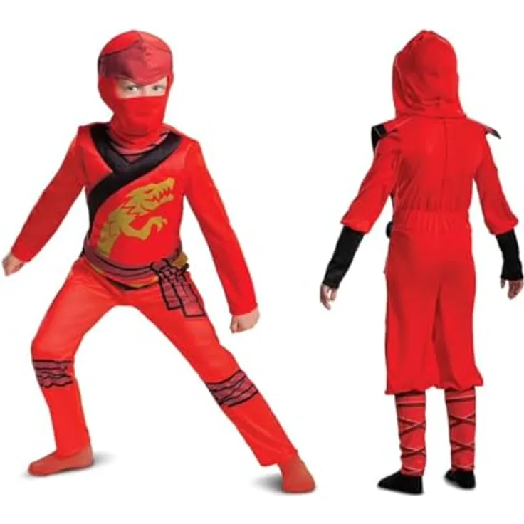 Disguise Offizielles Lego Ninjago Kostüm, Ausgefallenes Ninja-Kostüm für Jungen, Halloween-Kostüm, Kai
