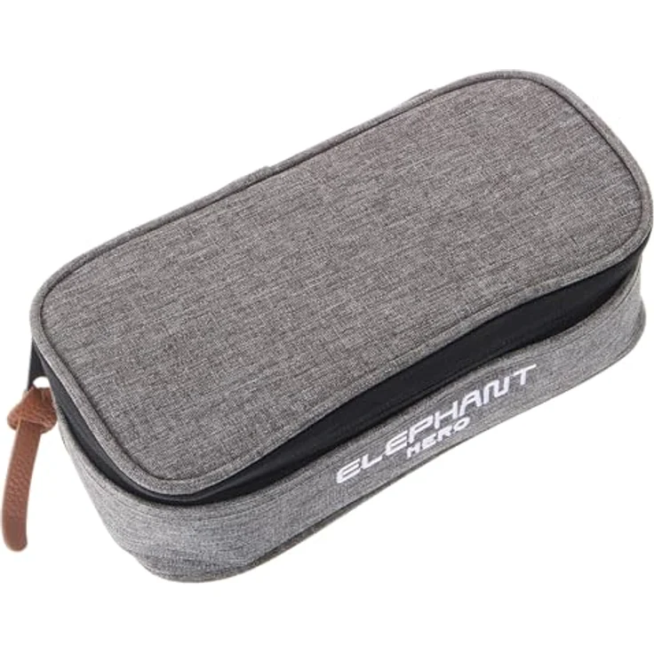 Elephant Federtasche Box Hero Signature 12727, stabil mit Reißverschluss, Two Tone Grey (grau/anthrazit), 22 x 7 x 10 cm – Bild 1