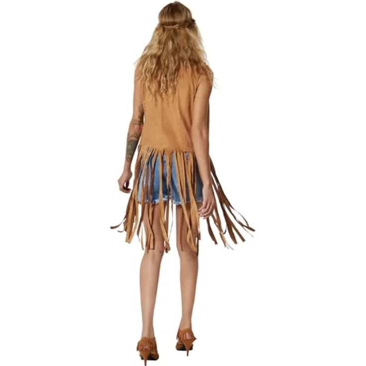 dressforfun Hippie Kostüm, Damen 60er Jahre Kostüm, 70er Mode Damen, XXL - Braune Weste mit tollen Accessoires – Bild 2
