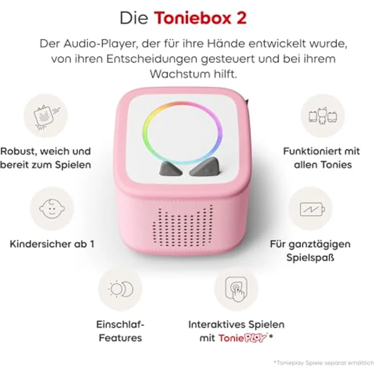 tonies Toniebox 2 Bundle, Pink, inkl. 1 Lalalinos Scout, Audioplayer für Hörbücher, Lieder, Einschlafen und Tonieplay für Kinder, 1–9+ Jahre – Bild 5