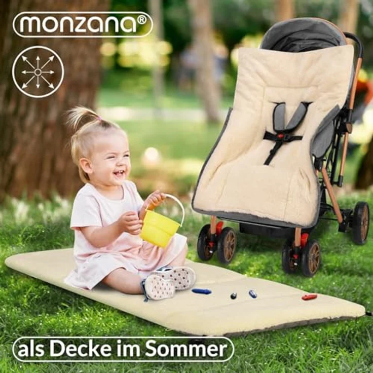 Monzana Babyfußsack Handwärmer Wetterfest Reflektoren-Streifen Reißverschluss abnehmbares Fußteil Waschbar Kinderwagen Winter Fußsack 90x60 cm – Bild 10