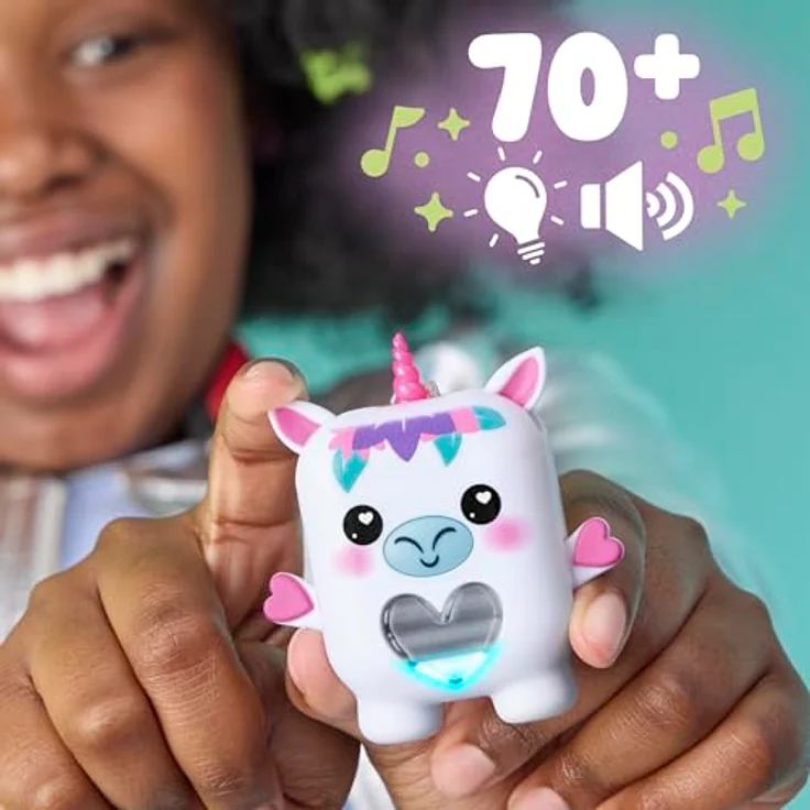 NANO-MALS Meadowmist Einhorn, elektronisches Fidget-Tierchen mit Herzanzeige und Farbwechsel, interaktive Reaktionen, 6,9 cm – Bild 4