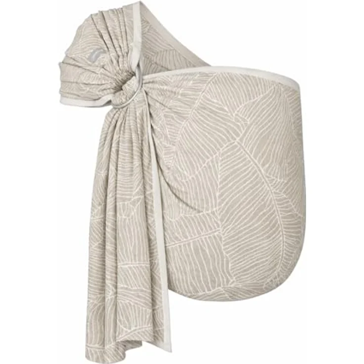 Hoppediz Ring-Sling, Baby-Tragetuch ab Geburt aus Bio-Leinen-Blend, Design Grenada natur, fördert Hüftentwicklung und Eltern-Kind-Bindung – Bild 3