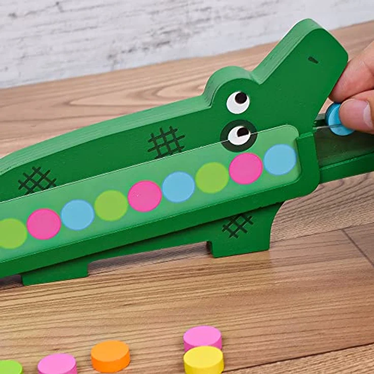 DJECO Edukacinis medinis aidimas - Crococroc (DJ01629), interaktives Krokodilspiel für Kinder ab 3 Jahren, mit farbigen Spielsteinen – Bild 3