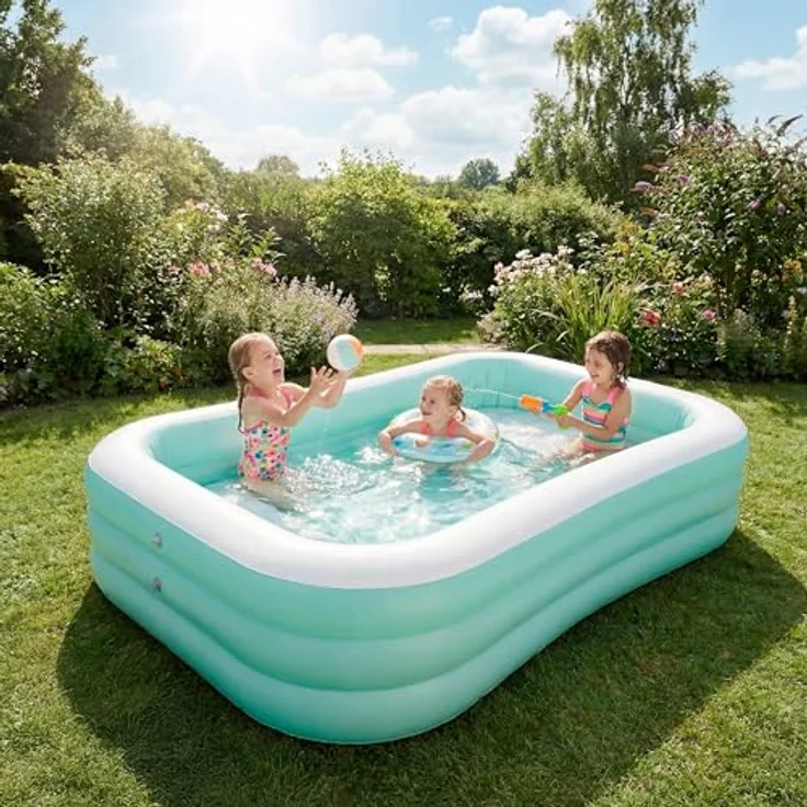 Intex Swim Center Family Lounge, Aufblasbarer Pool mit integrierten Sitzen und Sonnenschutz, Kirsch-Design, ab 6 Jahren – Bild 2