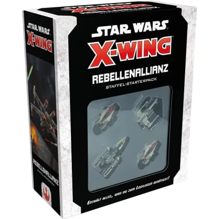 Atomic Mass Games Star Wars: X-Wing 2. Edition - Rebellenallianz Staffel, Starterpack mit 4 Modellen und Spielzubehör (Deutsch)