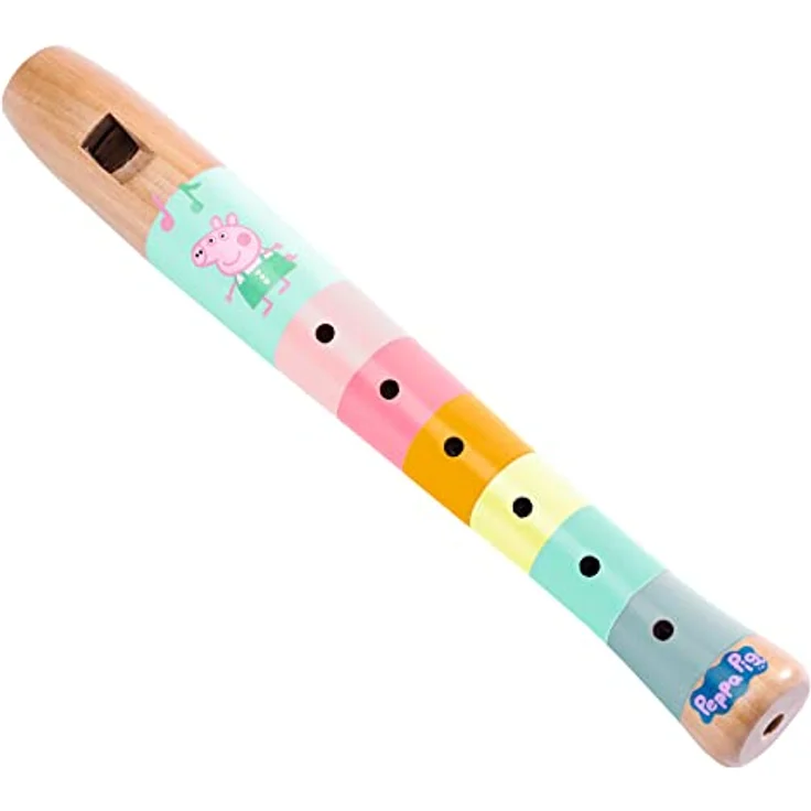 Eichhorn - Peppa Pig bunte Holzflöte 20 cm lang, fördert die auditive Wahrnehmung der Kinder, erzeugt harmonische Töne, aus Schimaholz, ab 3 Jahren – Bild 3