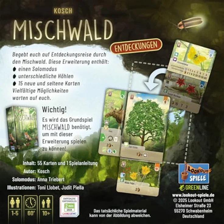 Lookout Mischwald – Entdeckungen, Erweiterung für 1-5 Spieler, 55 neue Karten, Automa-Deck, ab 10 Jahren, Deutsch – Bild 4