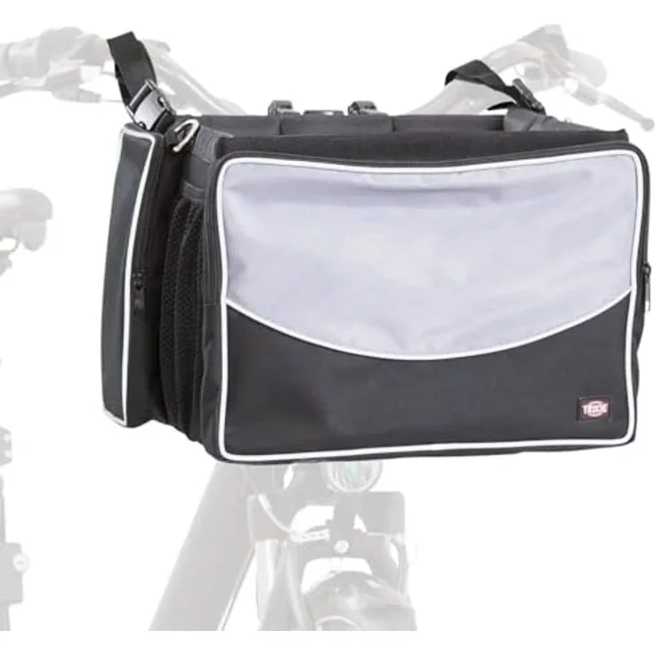 TRIXIE Tierfahrradkorb Fahrrad Front-Box für Hunde schwarz/grau mit reflektierenden Elementen und max. 6kg Belastbarkeit – Bild 2