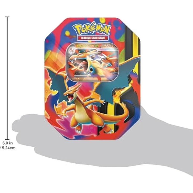 Pokémon PKM Tin 127 Mega-Glurak Y, Sammelkarten-Box mit holografischer Promokarte und 4 Boosterpacks – Bild 4